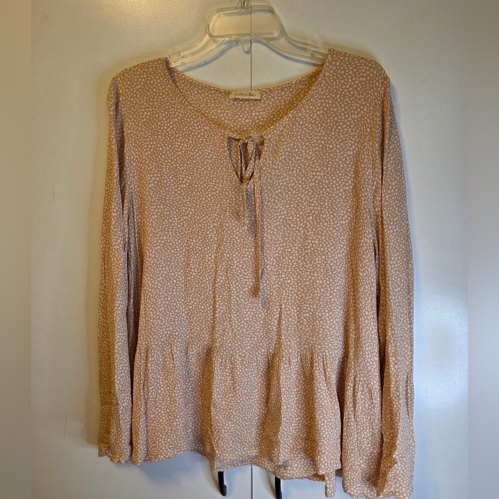 Cotton Bleu Women's Beige Long Sleeve Top